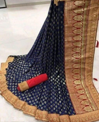 Henik Printed Bollywood Lycra Blend, Polyester Saree(Blue)