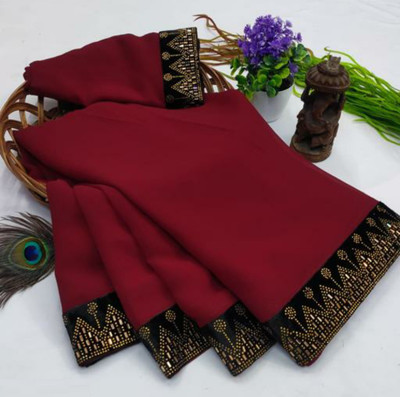 pari creation Embellished Bollywood Georgette Saree(Maroon)