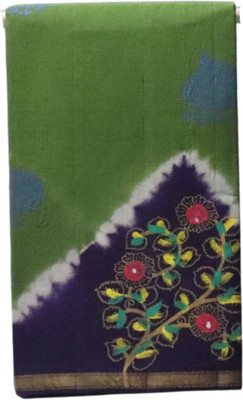 NB Cotton World Hand Painted, Woven Daily Wear Pure Cotton Saree(Green)