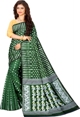 HARE KRISHNA ENTERPRISE Printed Handloom Cotton Silk Saree(Light Blue)