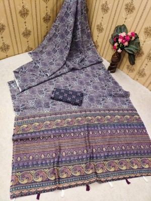 Shreenathji Export Digital Print Daily Wear Silk Blend Saree(Purple)