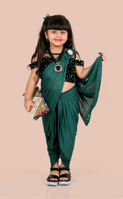 SHREE FASHIONFAB Solid/Plain Bollywood Lycra Blend Saree(Green)