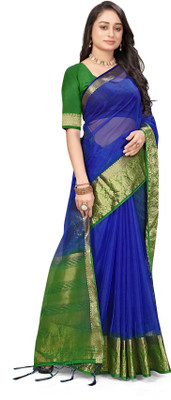 Aarunika MNT Printed Bollywood Organza Saree(Blue)