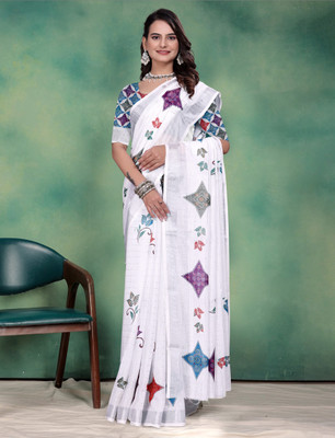 Gajal Printed Kanjivaram Pure Cotton, Cotton Linen Saree(Multicolor)