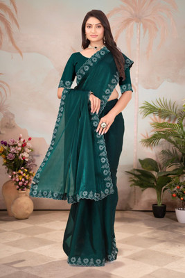 Prem Enterprises Self Design Bollywood Jimmy choo Saree(Dark Blue)