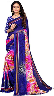 LABELD11 Printed Bollywood Georgette Saree(Light Blue)