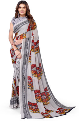 Madhur milan Printed, Geometric Print Daily Wear Georgette Saree(Grey)