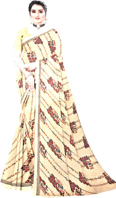 Raashreya Fashions Printed Daily Wear Chiffon Saree(Yellow)