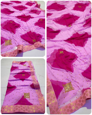 KAKADIYA CREATION Embellished Bandhani Chiffon Saree(Pink)