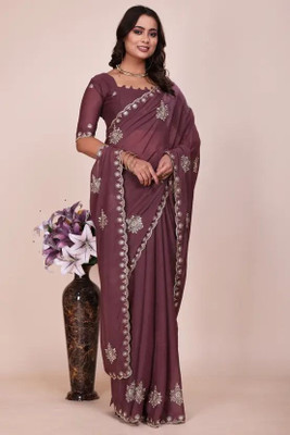 Ethina Fashion Embroidered Bollywood Georgette Saree(Magenta)