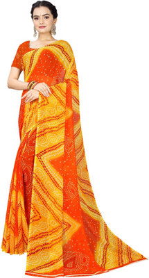 Suali Printed Bollywood Georgette Saree(Orange)