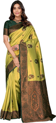FusionCraftt Woven Kanjivaram Art Silk, Pure Silk Saree(Multicolor)
