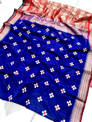 EEFA FASHION Embroidered Sambalpuri Satin Saree(Dark Blue)