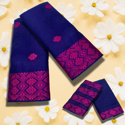 AXOMIYA Woven Mekhela Chador Chanderi, Cotton Blend Saree(Purple)
