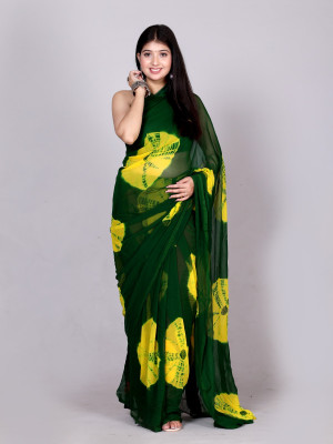 NeeLKANTH ENTERPRISE Printed Bandhani Chiffon Saree(Green)