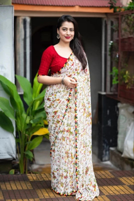 Dhanlaxmi CreationLLP Printed Daily Wear Georgette Saree(Red)