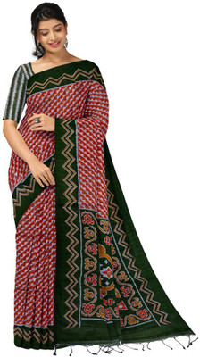 Joyguru Textile Printed, Self Design Sambalpuri Cotton Blend Saree(Multicolor)