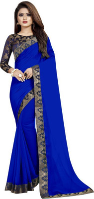 LIMTD Solid/Plain Bollywood Georgette Saree(Blue)