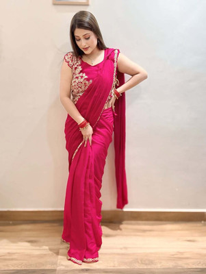 AVIRAT DESIGNER STUDIO Embroidered Bollywood Georgette Saree(Pink)