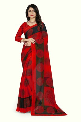 RUNAYA NX Digital Print Chanderi Chiffon Saree(Red)