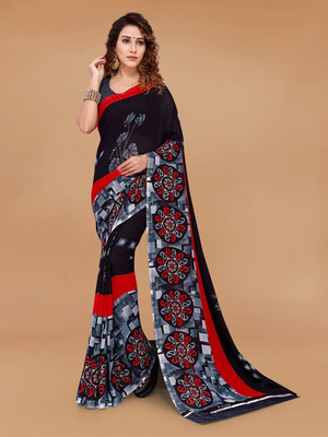 Moda Rapido Printed Daily Wear Georgette Saree(Black)