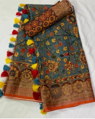 Arpita Fashion Printed, Self Design, Digital Print Bollywood Cotton Blend, Cotton Linen Saree(Multicolor)