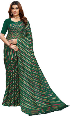 Kanooda Prints Woven Leheria Net Saree(Multicolor)
