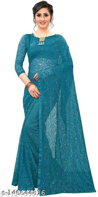HouseOfCommon Printed Bollywood Net Saree(Light Green)