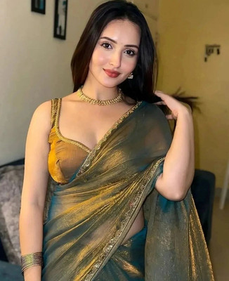 ANJAVI FASHION Solid/Plain Daily Wear Tissue, Pure Silk Saree(Gold)