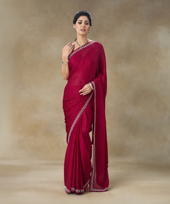 Tasrika Embellished Bollywood Satin, Chiffon Saree(Pink)