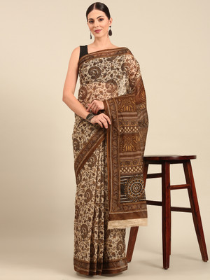 SHANVIKA Printed Daily Wear Pure Cotton Saree(Beige)