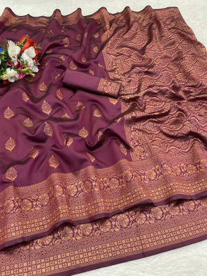 NESHVI ENTERPRISE Self Design Banarasi Jacquard Saree(Pack of 2, Purple)