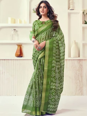sareezaatrendz Self Design Daily Wear Cotton Linen Saree(Light Green)