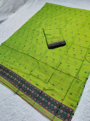 Skiran's Woven Mekhela Chador Cotton Blend Saree(Green)