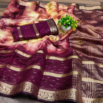 Nitya Priya Woven Banarasi Organza Saree(Purple)