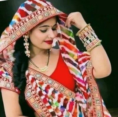 MANSI FASHION Digital Print Bandhani Georgette Saree(Maroon)
