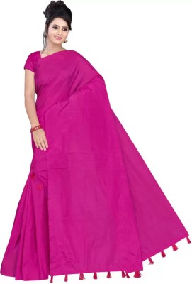 SareeGlow Woven Mekhela Chador Pure Silk Saree(Magenta)