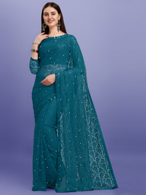 Croza Self Design Bollywood Net Saree(Multicolor)
