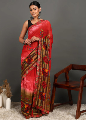 Leelavati Embroidered Bollywood Georgette Saree(Red)