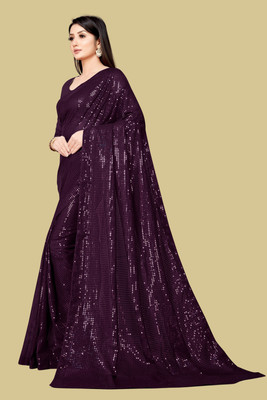 Divastri Embellished Bollywood Georgette Saree(Purple)