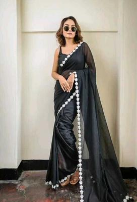 HouseOfCommon Self Design Handloom Cotton Blend Saree(Black)