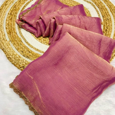 PremVastra Solid/Plain Bollywood Chiffon Saree(Pink)