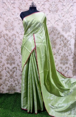 Tahira creation Woven Kanjivaram Tissue Saree(Light Green)