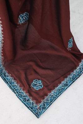 CHAMUNDA CREATION Embroidered Bollywood Silk Blend Saree(Maroon)