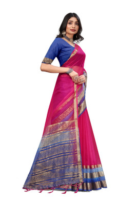 Aarunika SKT Solid/Plain Bollywood Organza Saree(Pink)