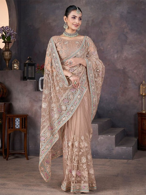 ANOUK Embroidered Daily Wear Net Saree(Yellow)