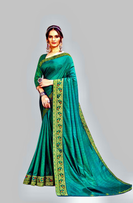 RADHA RANI TEXTILE Self Design, Solid/Plain Patola Jacquard, Art Silk Saree(Dark Green)