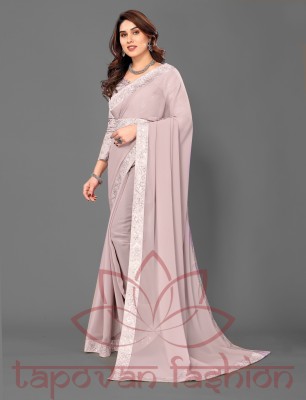 tapovan fashion Solid/Plain Bollywood Chiffon Saree(Pink)