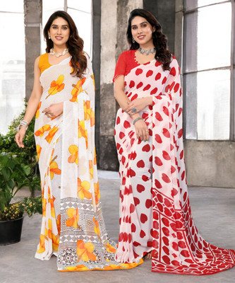 Moda Rapido Printed Bollywood Georgette Saree(Pack of 2, Multicolor)