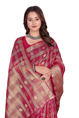 Aarunika SBT Solid/Plain Bollywood Organza Saree(Pink)